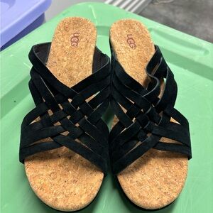 Ugg Australia lilac wedge sandal black suede size 10